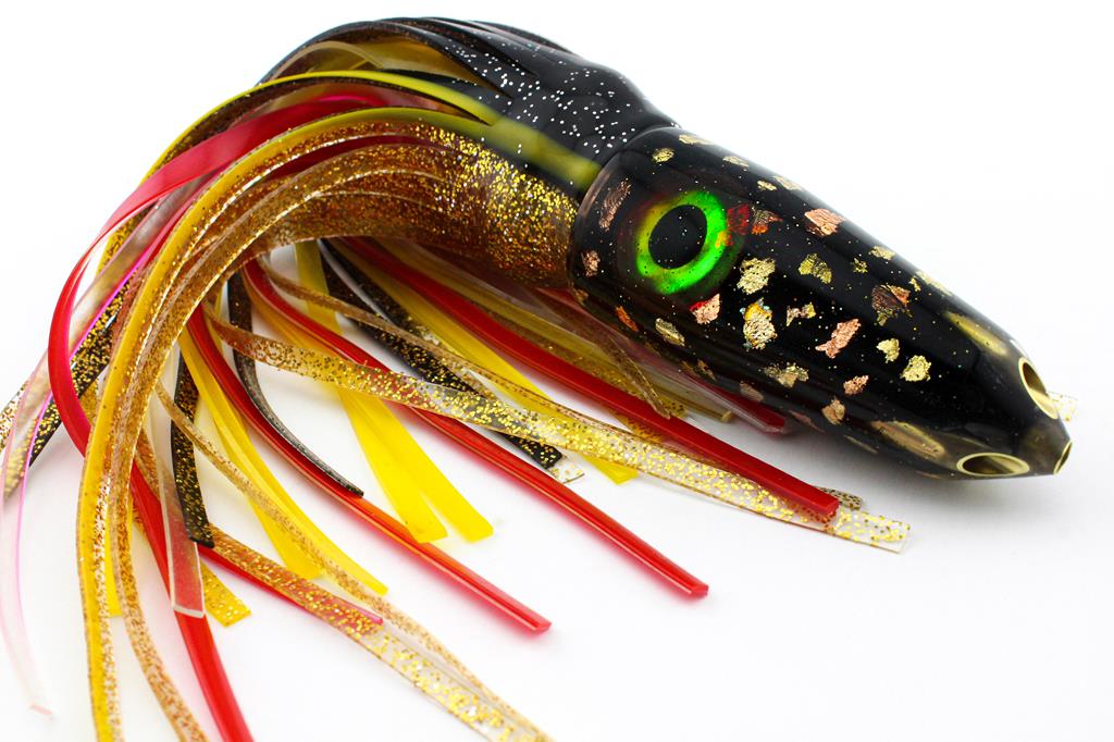 Custom Luxe Squid - Jetted 9 Bullet with Gold & Copper Flake – BFD Big  Game Lures