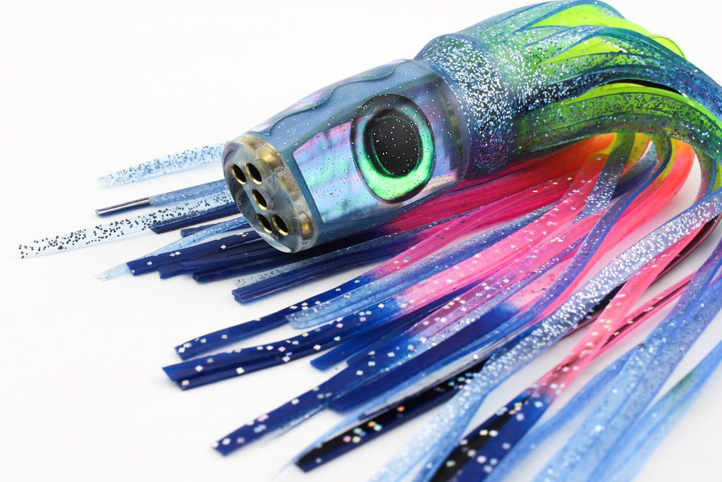 9" Jetted Custom - Glow Blue Head with Aussie Ice Blue Abalone Shell