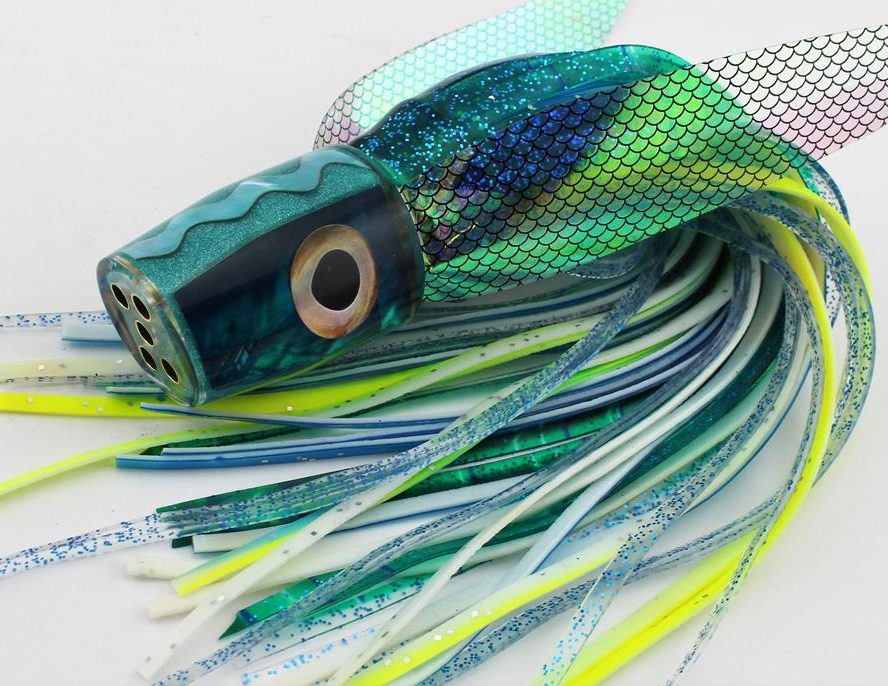 9" Jetted Flying Fish with Teal Angel Wing MOP