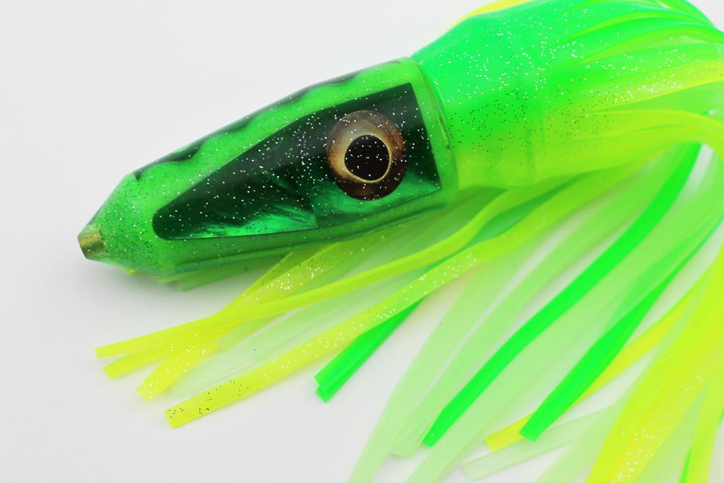 9" Glow Bullet with Iridescent Green Shell &amp; Glow Skirts